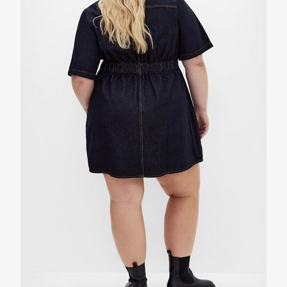 City Chic Dark Denim Button-Up Dress - Picture 3 of 7
